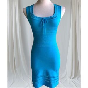 Bebe Turquoise Crochet Bodycon Dress Size Large